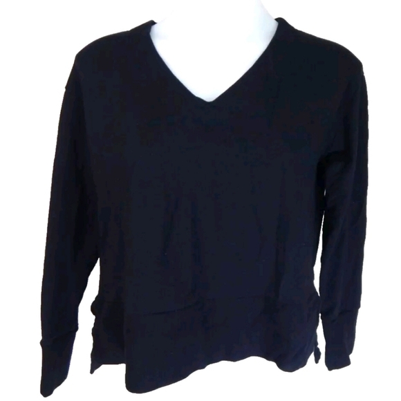 Cuyana V-Neck Pleat Back Sweatshirt - Picture 2 of 4